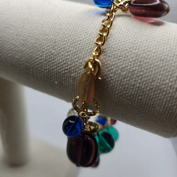 UNO ALLA VOLTA Multicolor Murano Glass Charm Bracelet 7" 1" Extender - Picture 3 of 6